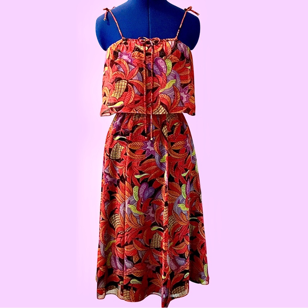 Vintage Union Made Tropical Floral Midi Dress